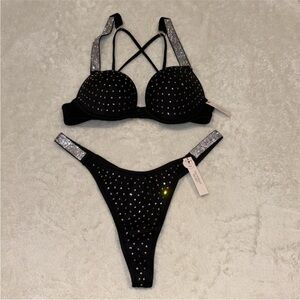 Victoria’s Secret Bombshell Shine Strap Thong Bikini 32B/M